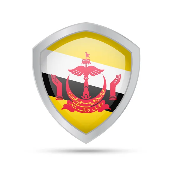 Escudo com bandeira Brunei no fundo branco . —  Vetores de Stock