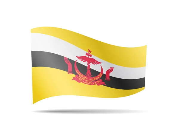 Mával Brunei ve větru. Vlajka na bílém vektorovém obrázku — Stockový vektor