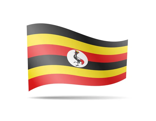 在风中挥舞乌干达国旗。白色矢量插图上的标志 — 图库矢量图片