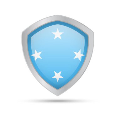 Beyaz arka planda Mikronezya bayrağı olan kalkan.