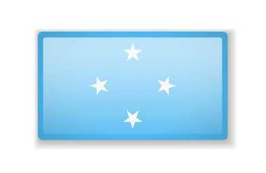 Mikronezya bayrağı beyaz arka plan üzerinde parlak kare simgesi