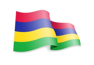 Rüzgarda Mauritius bayrağı. Beyaz vektör çiziminde bayrak
