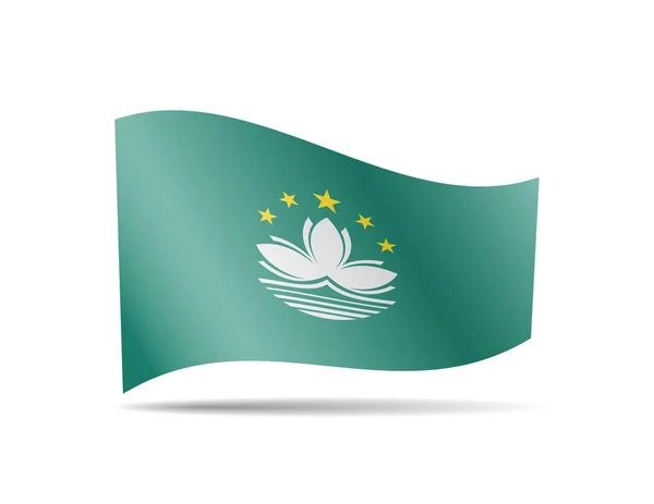 Zwaaiende Macau vlag in de wind. Vlag op witte vector illustratie — Stockvector