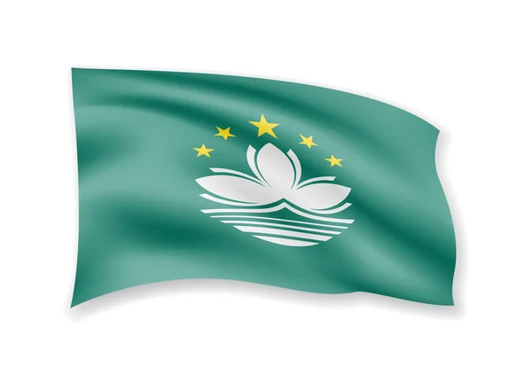 Zwaaiende Macau vlag op wit. Vlag in de wind. — Stockvector