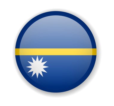 Beyaz arka plan üzerinde Nauru bayrağı yuvarlak parlak simgesi