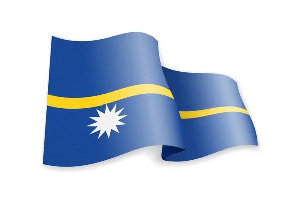 Rüzgarda Nauru bayrağı. Beyaz vektör çiziminde bayrak — Stok Vektör