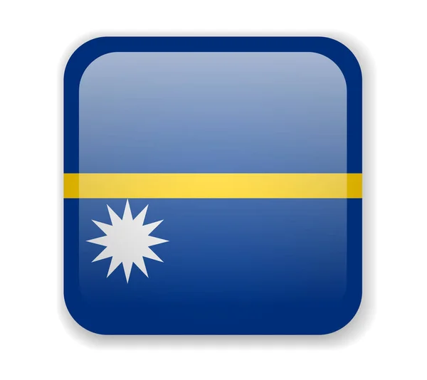 Beyaz arka plan üzerinde Nauru bayrağı parlak kare simgesi — Stok Vektör