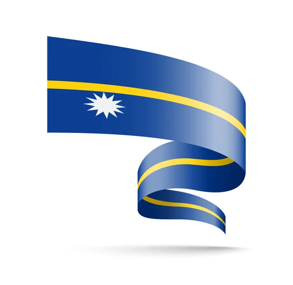 Bandeira de Nauru na forma de fita de onda . —  Vetores de Stock