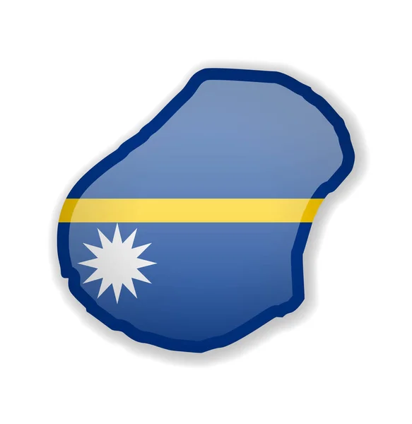 Bandeira de Nauru e contorno do país sobre um fundo branco . —  Vetores de Stock