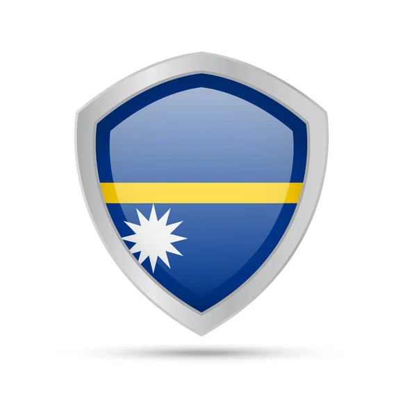 Escudo con bandera de Nauru sobre fondo blanco . — Vector de stock