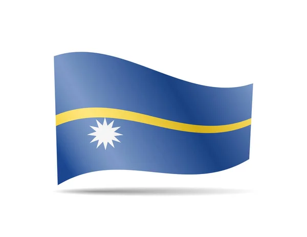 Sventolando bandiera Nauru. Bandiera su illustrazione vettoriale bianca — Vettoriale Stock