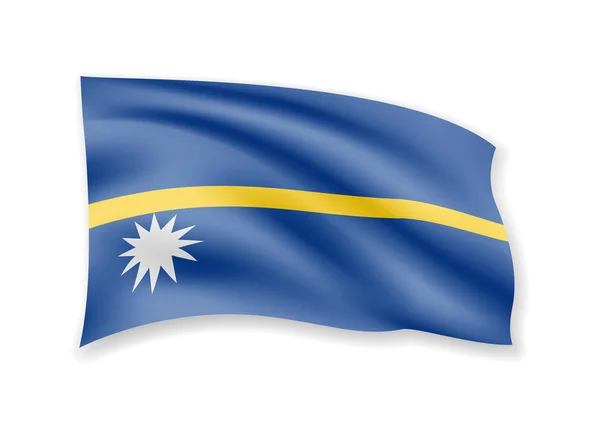 Ondeando la bandera de Nauru en blanco. Bandera en el viento . — Archivo Imágenes Vectoriales