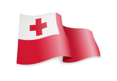 Rüzgarda Tonga bayrağı. Beyaz vektör çiziminde bayrak