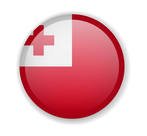 Tonga bandeira redonda ícone brilhante em um fundo branco —  Vetores de Stock