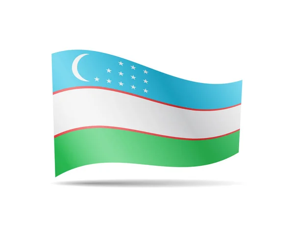 Размахивание флагом Узбекистана на ветру. Флаг на белой векторной иллюстрации — стоковый вектор