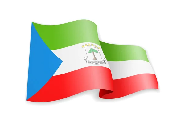 Äquatorialguinea-Flagge im Wind. Flagge auf weißem Vektor — Stockvektor