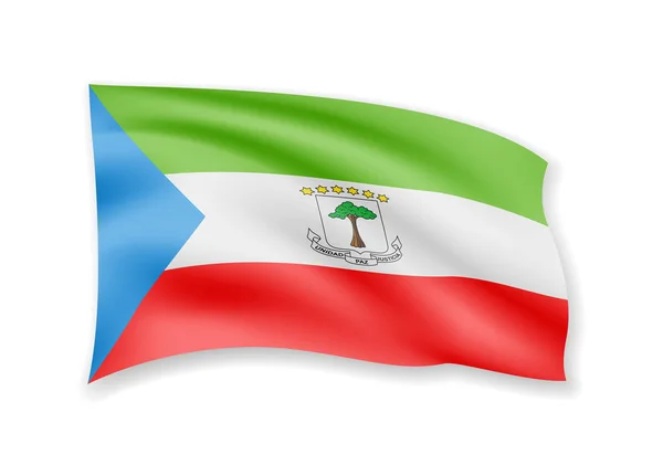 Schwenkt Äquatorialguinea-Flagge auf weiß. Flagge im Wind. — Stockvektor