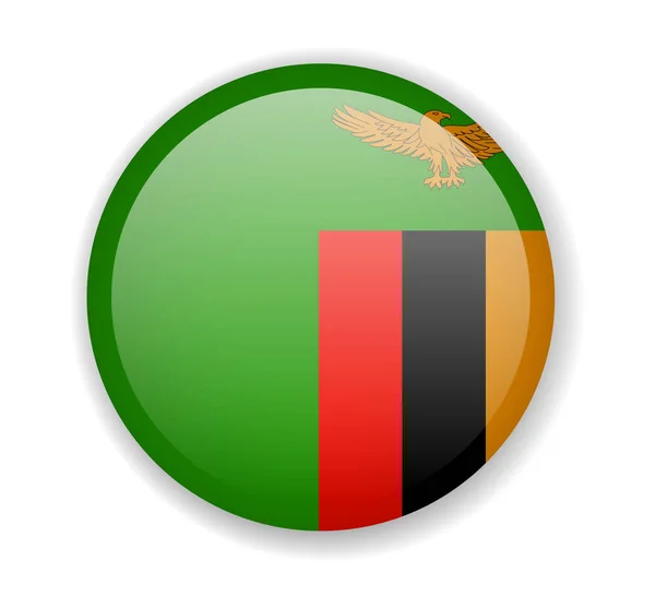 Drapeau Zambie rond icône lumineuse sur un fond blanc — Image vectorielle