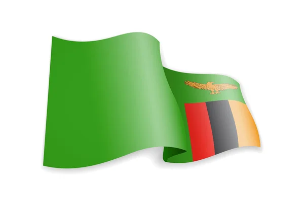 Zambia vlag in de wind. Vlag op witte vector illustratie — Stockvector