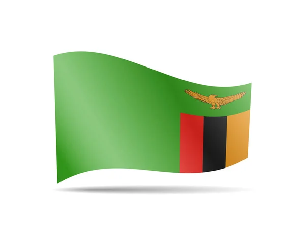 Brandissant le drapeau de Zambie dans le vent. Drapeau sur l'illustration vectorielle blanche — Image vectorielle