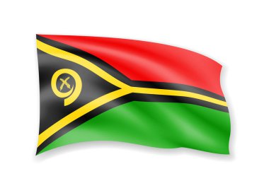 Vanuatu bayrağını beyaza sallıyor. Rüzgarda bayrak.
