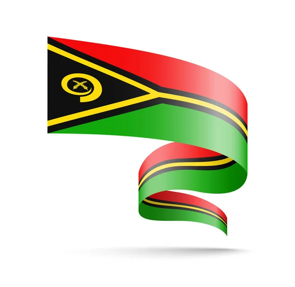 Drapeau Vanuatu en forme de ruban ondulé . — Image vectorielle