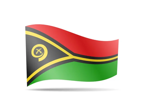 Agitant le drapeau du Vanuatu dans le vent. Drapeau sur l'illustration vectorielle blanche — Image vectorielle