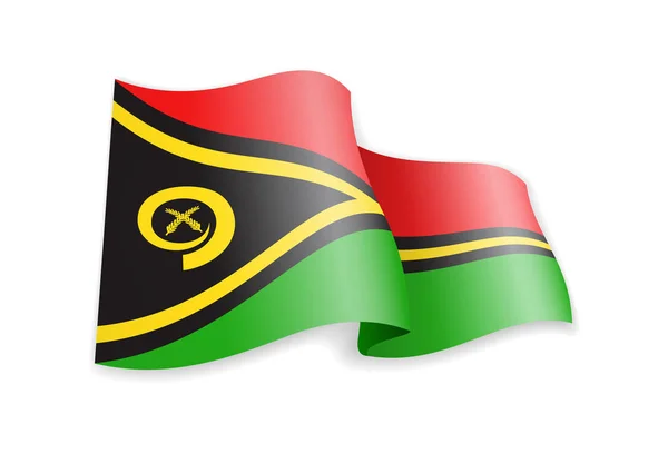 Bandiera Vanuatu nel vento. Bandiera su illustrazione vettoriale bianca — Vettoriale Stock