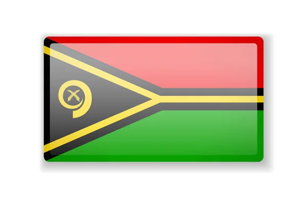 Bandiera Vanuatu icona quadrata brillante su sfondo bianco — Vettoriale Stock