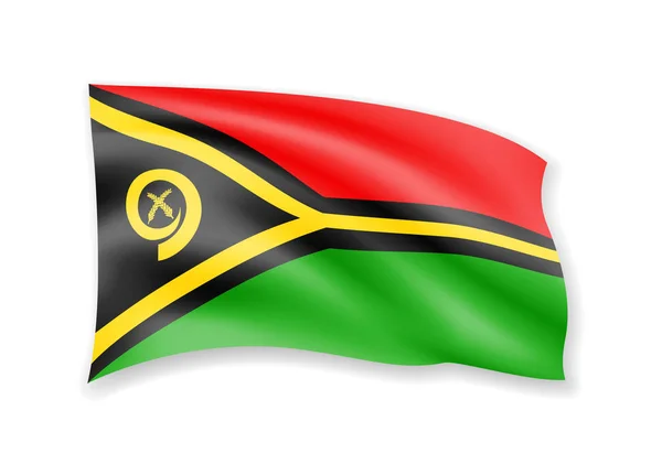 Drapeau Vanuatu brandissant sur blanc. Drapeau dans le vent . — Image vectorielle