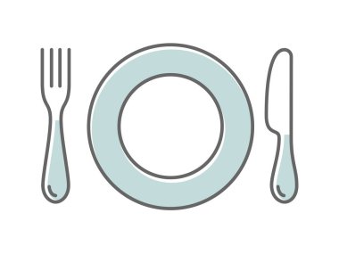 Çanak çatal ve bıçak, ince simge vektör illüstrasyon