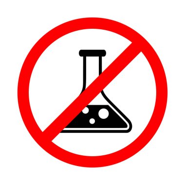 Yasak laboratuvar şişe vektör işareti. Kimyasal simge yasak kimyasal simgesi