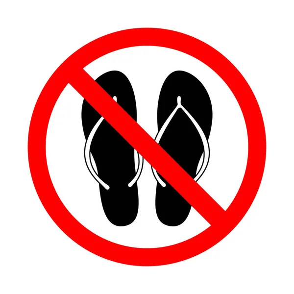 Beach slippers prohibition sign. Motion stop symbol, vector illustration — Stock Vector