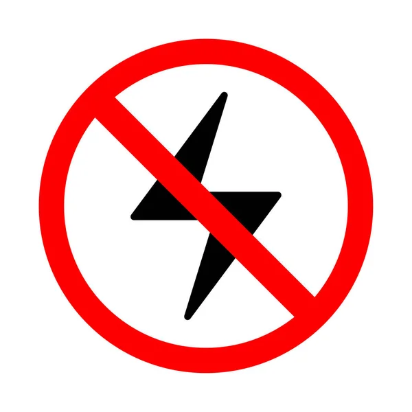 Icona di ricarica proibita. Allarme luminoso, segno di restrizione su sfondo bianco . — Vettoriale Stock