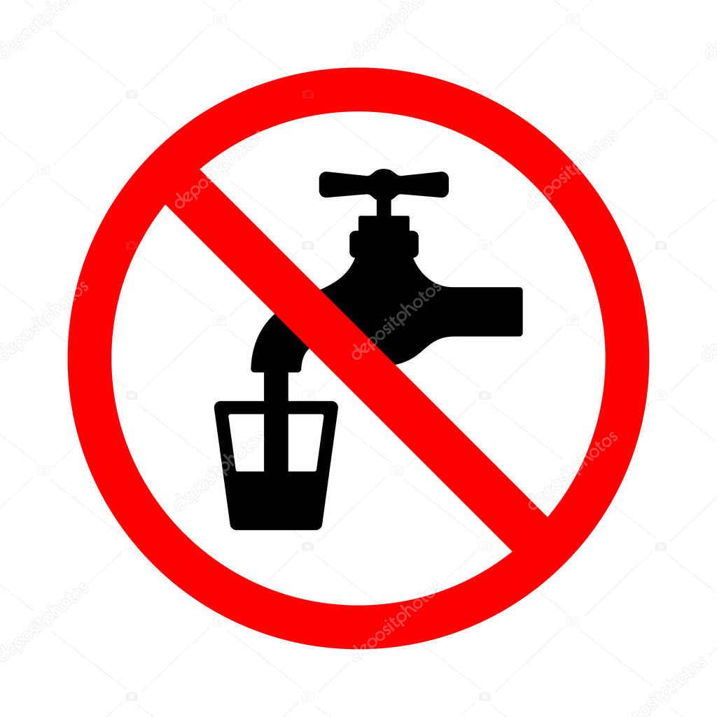 Do not use water sign. Bright warning, restriction sign on a white background.