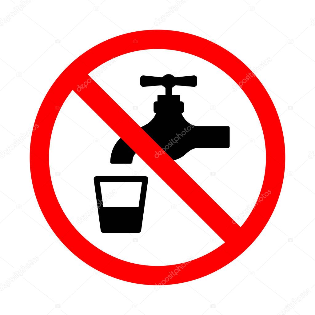 Do not use water sign. Bright warning, restriction sign on a white background.