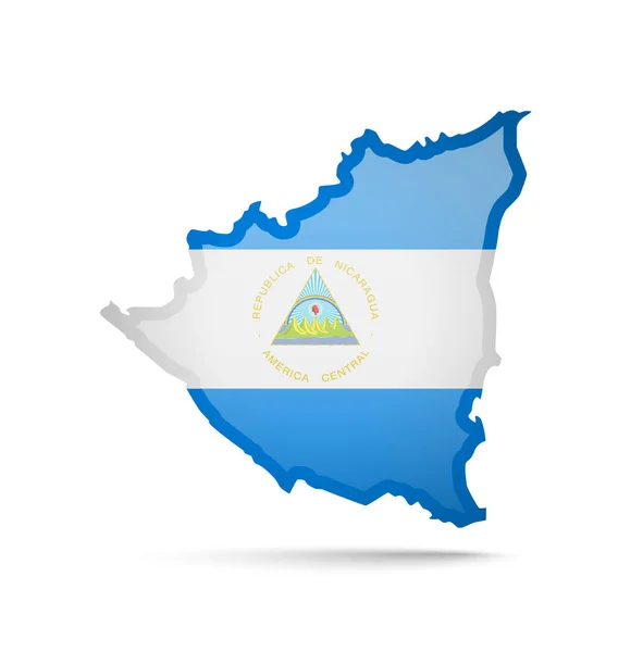 Nicaragua-Flagge und Umriss des Landes auf weißem Hintergrund. — Stockvektor