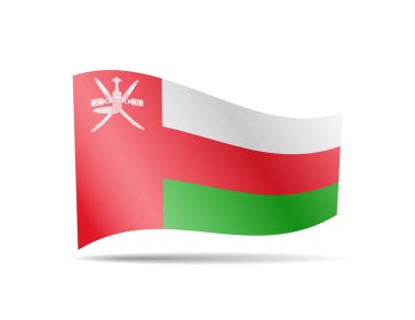 Rüzgarda Umman bayrağı sallıyor. Beyaz vektör çiziminde bayrak