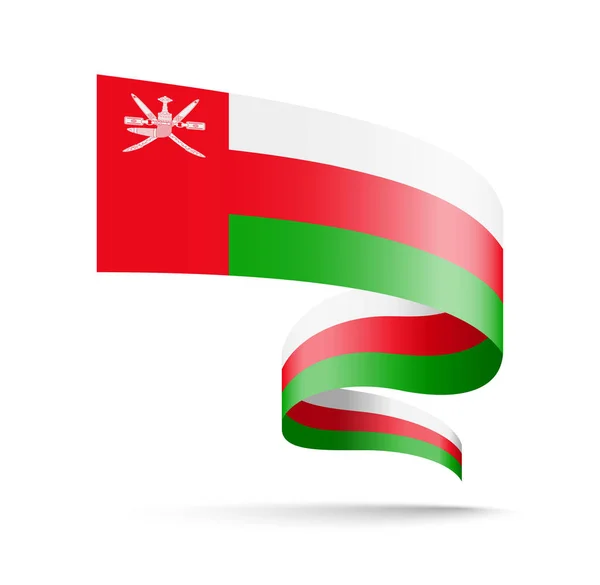 Drapeau Oman en forme de ruban ondulé . — Image vectorielle