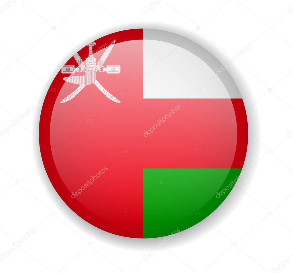 Oman flag round bright icon on a white background