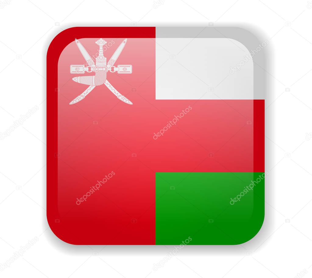 Oman flag bright square icon on a white background