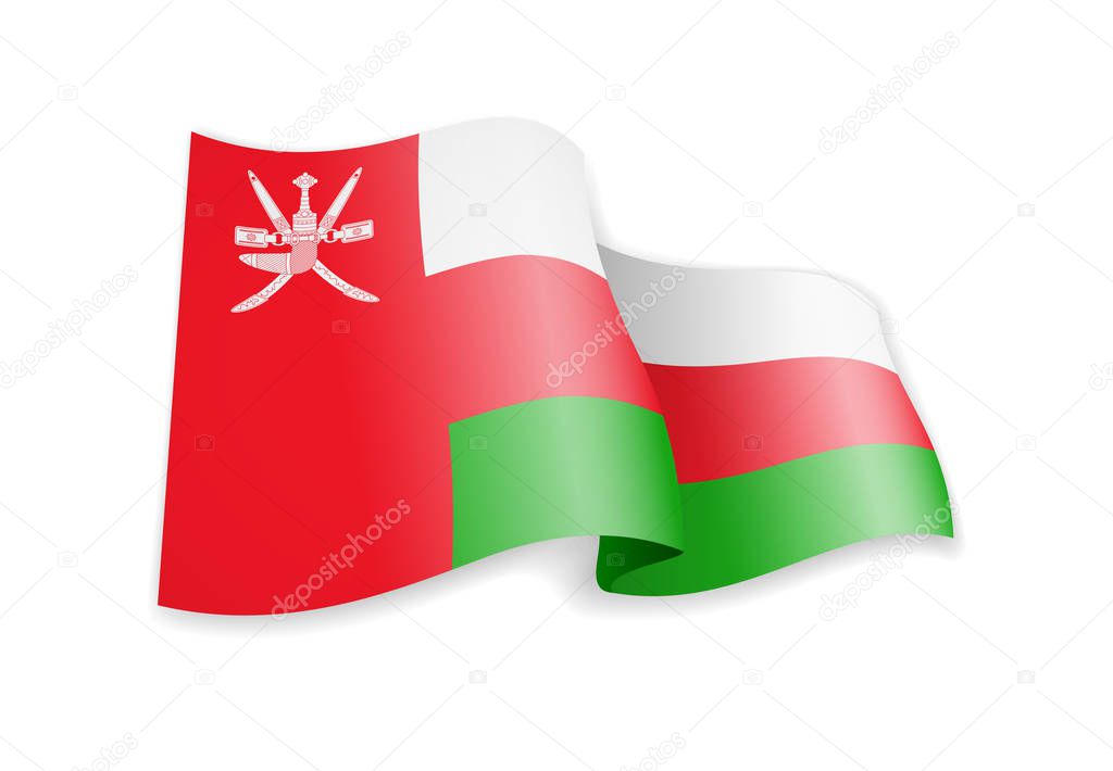Oman flag in the wind. Flag on white vector illustration