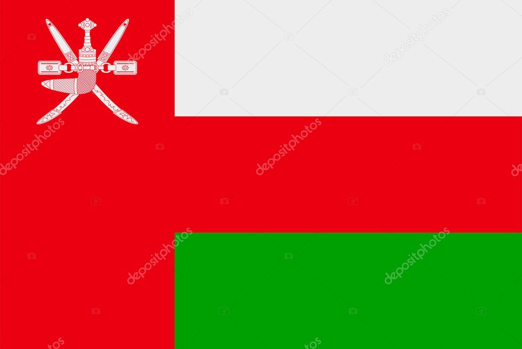 Flag of Oman. Sovereign state flag of Oman