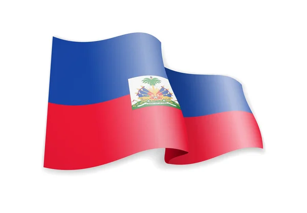 Haiti flag in the wind. Flag on white vector illustration — Stock Vector