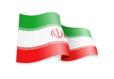 Rüzgarda İran bayrağı. Beyaz vektör çiziminde bayrak