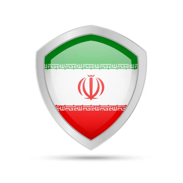 Escudo con bandera de Irán sobre fondo blanco . — Archivo Imágenes Vectoriales