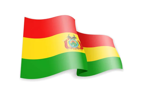 Bolivien-Flagge im Wind. Flagge auf weißem Vektor — Stockvektor