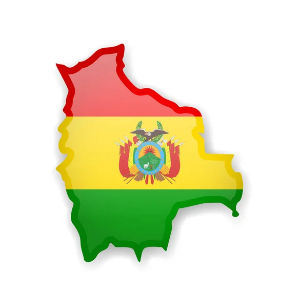 Boliviens Flagge und Umriss des Landes auf weißem Hintergrund. — Stockvektor