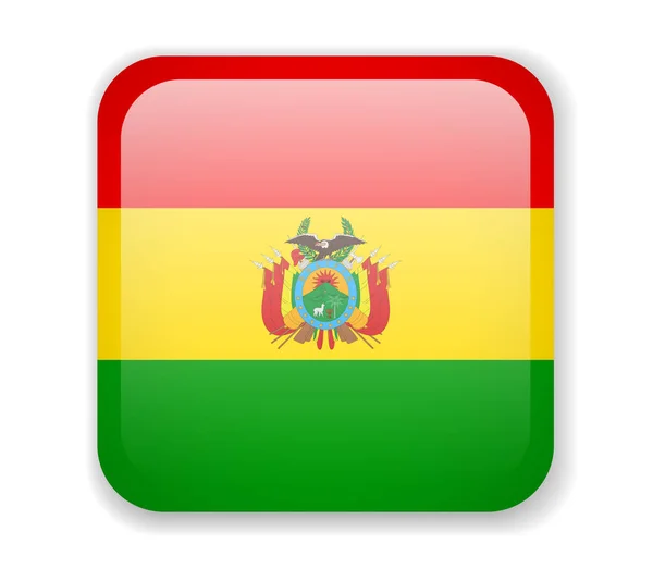 Bolivien Flagge helles quadratisches Symbol auf weißem Hintergrund — Stockvektor