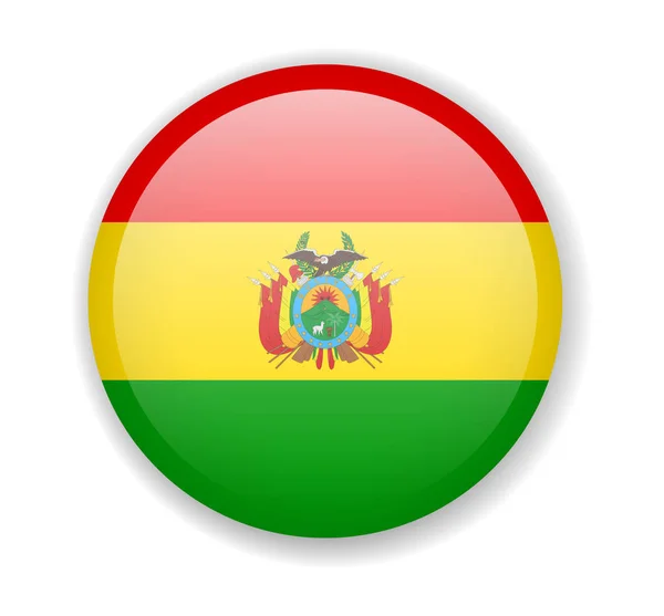 Bolivien Flagge rundes helles Symbol auf weißem Hintergrund — Stockvektor